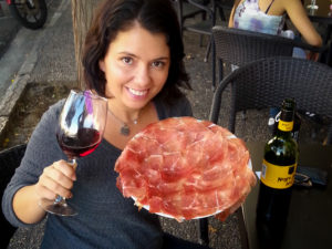 me with jamon and wine